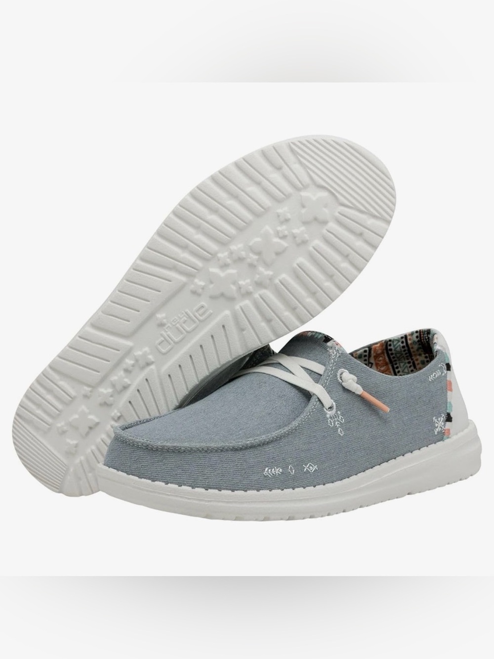 WEN Light Blue Casual Slip-On Loafers with White Sole women’s 5